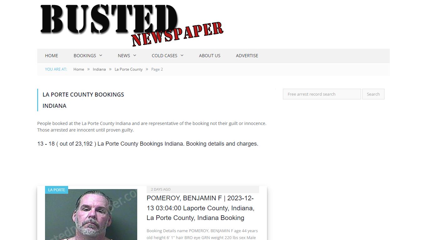 La Porte County, IN Mugshots - page 2 - BUSTED NEWSPAPER